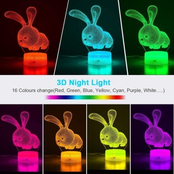 Lampka nocna 3D z pilotem - królik [23040000778]